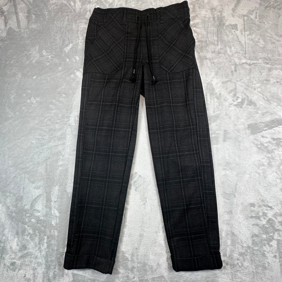 Democracy Pants - Democracy Womens‎ S High Rise Black Plaid Ankle Pants Drawstring Cuff